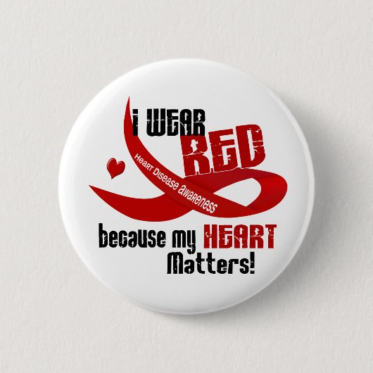 心臓病私は私のための赤を33身に着けています 缶バッジ (正面)