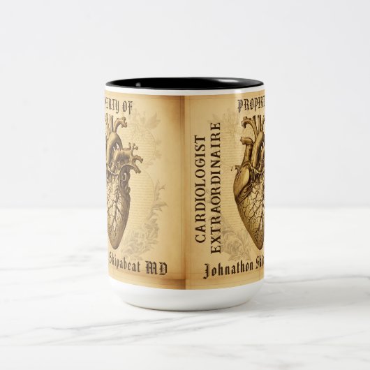 心臓科カスタム学者マグへの贈り物 ツートーンマグカップ (中央)