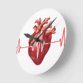 心臓科ハート医師心臓科エコーデザイン ラウンド壁時計 (傾斜)