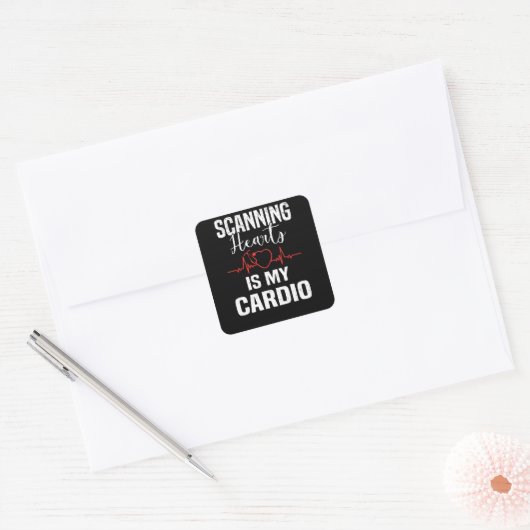 心臓科ハート手術心臓心臓専門医 スクエアシール (封筒)