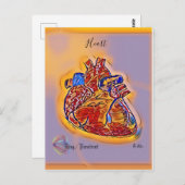 心臓 ハート人体のカラフルな ポストカード (正面/裏面)