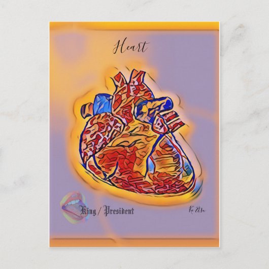 心臓 ハート人体のカラフルな ポストカード (正面)