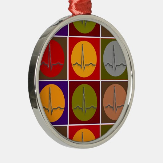 心臓QRSのポップアート メタルオーナメント (右)
