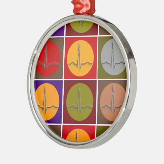 心臓QRSのポップアート メタルオーナメント (左)