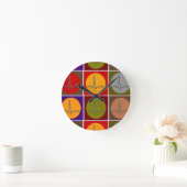 心臓QRSのポップアート ラウンド壁時計 (ホーム)