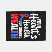 心血管系サポート衣服赤いハート健康意識 フリースブランケット (正面(横))