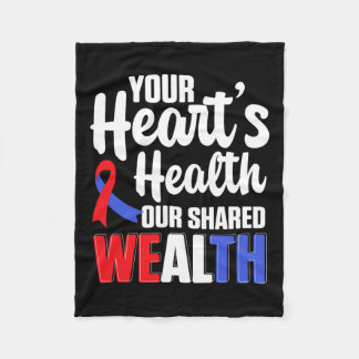 心血管系サポート衣服赤いハート健康意識 フリースブランケット