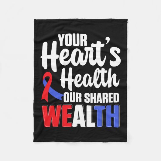 心血管系サポート衣服赤いハート健康意識 フリースブランケット (正面)