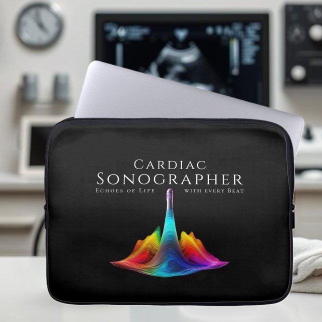 心超音波超音波カラフル撮影 ラップトップスリーブ (Cardiac Sonographer-Colorful Ultrasound Waves Laptop Sleeve)