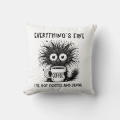 心配おもしろいな猫のコーヒ素晴らしー クッション (正面)