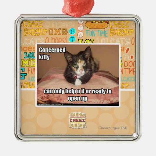 心配した子猫 メタルオーナメント (正面)