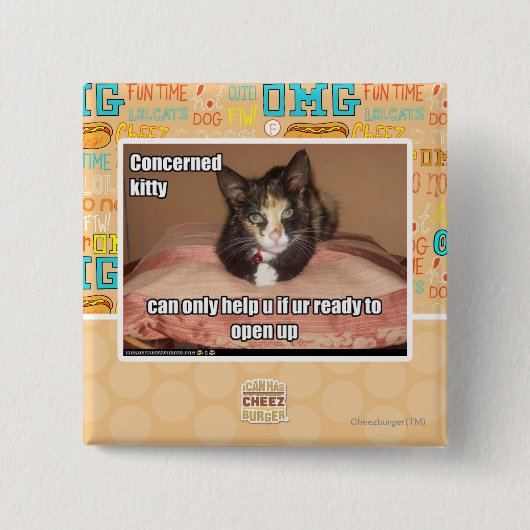 心配した子猫 缶バッジ (正面)