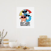 心配しないでビーチハッピーサマーおもしろいプン ポスター (キッチン)