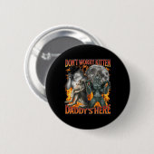 心配しないで子猫ダディこおもしろいこAlpha Wolf Mem 缶バッジ (正面&裏面)