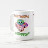 心配しないで幸せになる コーヒーマグカップ (正面左)