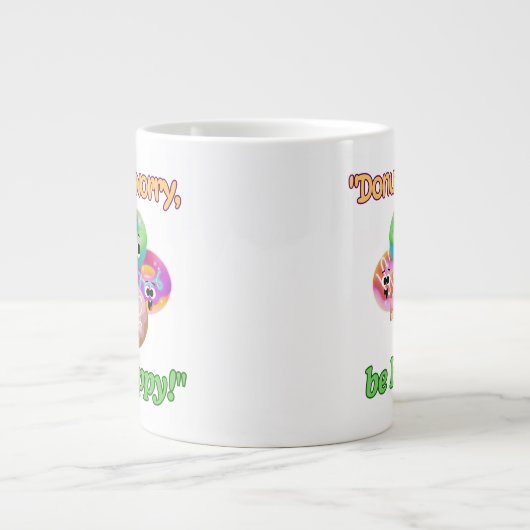 心配しないで幸せになる ジャンボコーヒーマグカップ (正面)