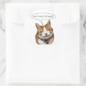 心配しないで笑顔で猫ステッカー ラウンドシール (バッグ)