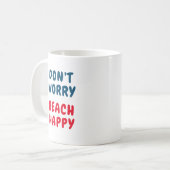 心配しないで、ビーチ幸せ コーヒーマグカップ (正面左)