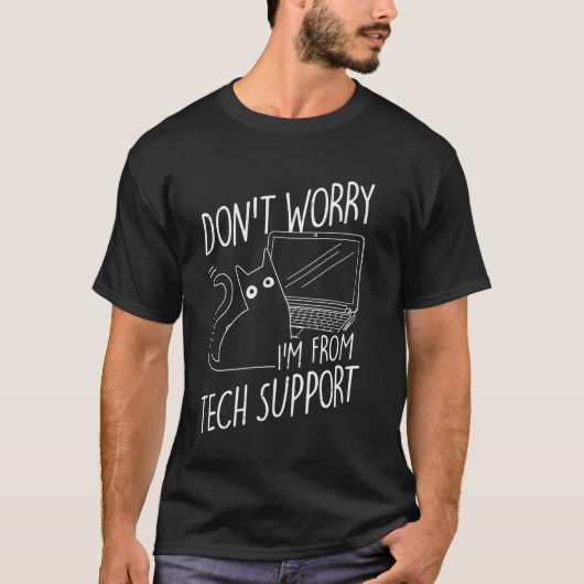 心配しないで！Tech Support Catの者ですわ、テクニカルサポート Tシャツ (正面)