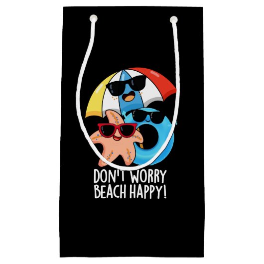 心配しないビーチハッピーおもしろいサマープンダークBG スモールペーパーバッグ (正面)