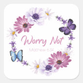 心配しない女性のキリスト教信仰バタフライバイブル スクエアシール (正面)