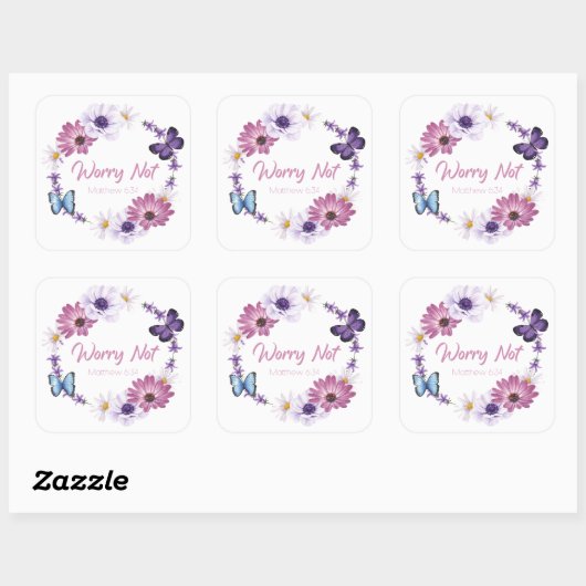 心配しない女性のキリスト教信仰バタフライバイブル スクエアシール (シート)