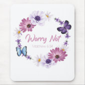 心配しない女性のキリスト教信仰バタフライバイブル マウスパッド (正面)