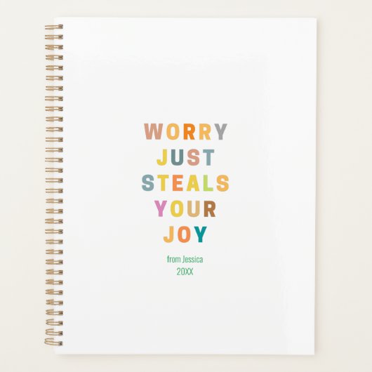 心配するだけで喜びは奪われる |宗教 プランナー手帳 (正面)