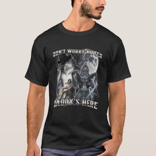 心配するな子猫だよパパがいる Tシャツ (正面)