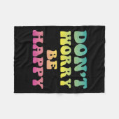 心配するな幸せなレトロ70年代やる気を起こさせるの男 フリースブランケット (正面(横))