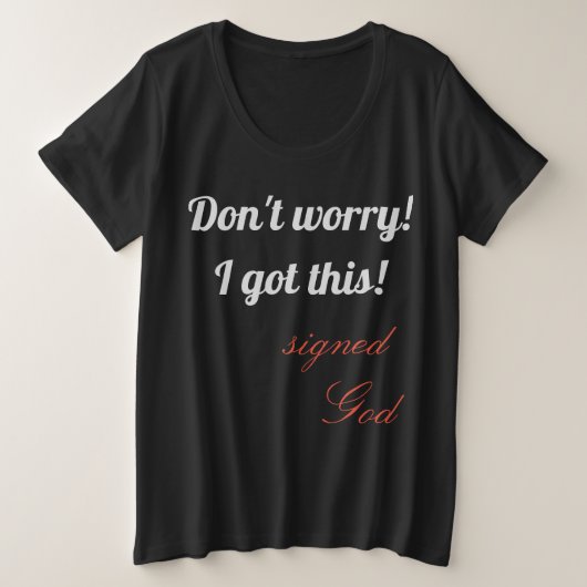 心配するな得! プラスサイズTシャツ (デザイン正面)