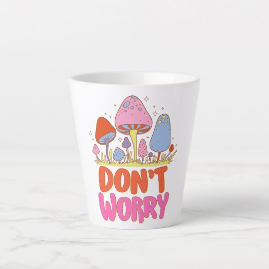 心配するな – カラフルかわいい カフェラテマグ (正面)