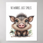 心配なし、単なるスマイル-ベビーワーホグ子供部屋ウォール ポスター (正面)