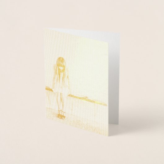 心配な女の子 箔カード (正面)