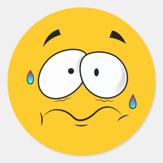 心配な黄色の絵文字 ラウンドシール (正面)