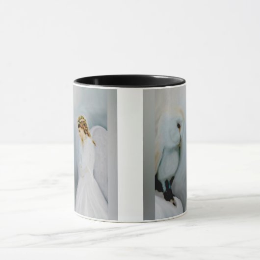 心配の守り神および白いフクロウ マグカップ (中央)