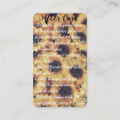 心配の後のヒマワリのロイヤリティおよび 名刺 (裏面)