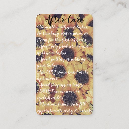 心配の後のヒマワリのロイヤリティおよび 名刺 (裏面)