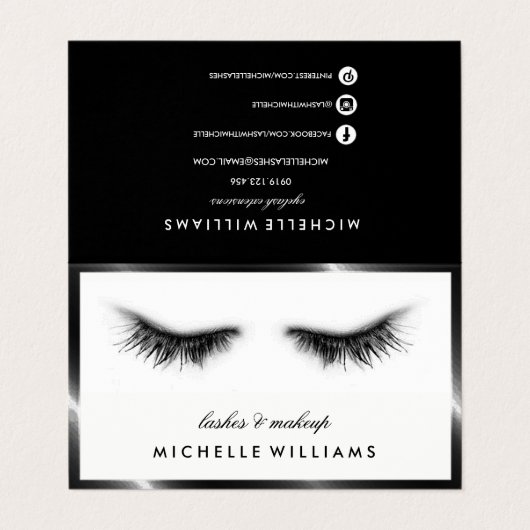 心配の紹介の後のシンプルでシックなまつげ延長 名刺 (外部フラット)