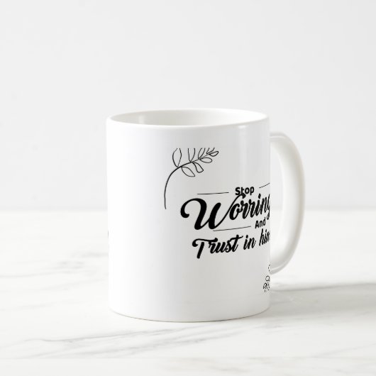 "心配を信じる:信仰に対するインスパイアマグ" コーヒーマグカップ (正面右)