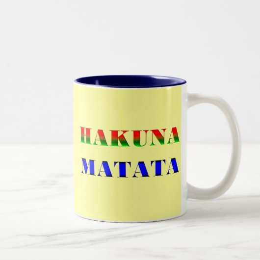 "心配無し"のギフトのためのHakuna Matataかアフリカ句 ツートーンマグカップ (右)