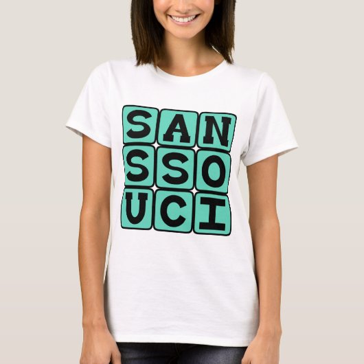 心配無用、サンスーシ ラテン語フレーズ Tシャツ (正面)
