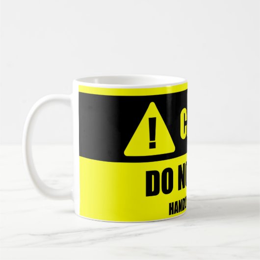 心配-注意と扱って下さい! マグを落とさないで下さい コーヒーマグカップ (左)