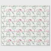 心電図とハート。 ラッピングペーパー (フラット)