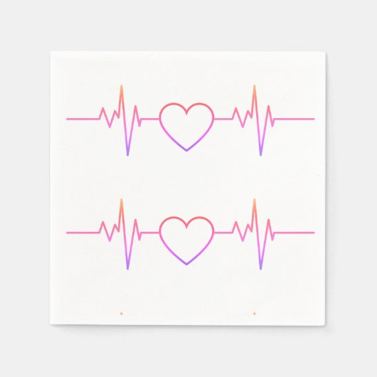 心電図ハートビート スタンダードカクテルナプキン (正面)