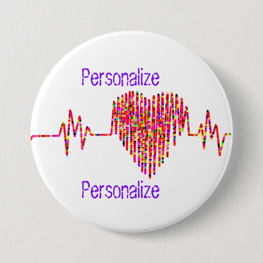 心電図ハート心電図 缶バッジ (正面)