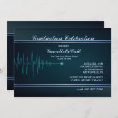 心電図背景卒業招待状 招待状 (正面/裏面)