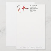 心電図 波形 EKG 聴診器 心拍ライン 医療 便箋 (正面/裏面)