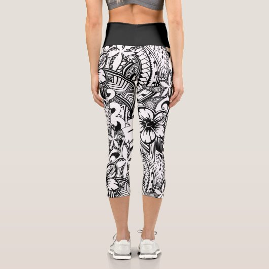 必ずしも黒と白のポリネシアの刺青ではない カプリレギンス (裏面)