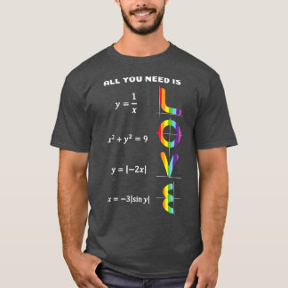 必要おもしろいなのは愛プライド数学 Tシャツ